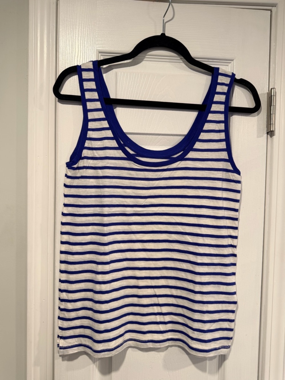 NWOT J. Crew Blue Nautical Stripe Scoop Neck Relaxed Fit Vintage Cotton Tank Top
